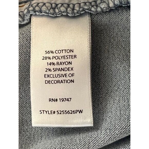 The Pioneer Woman Embroidered Floral Capri Wide-Leg Jeans 2X Frayed Hem Stretch - Picture 4 of 9